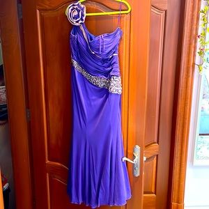 Dark purple YSA Makino black tie one shoulder dress